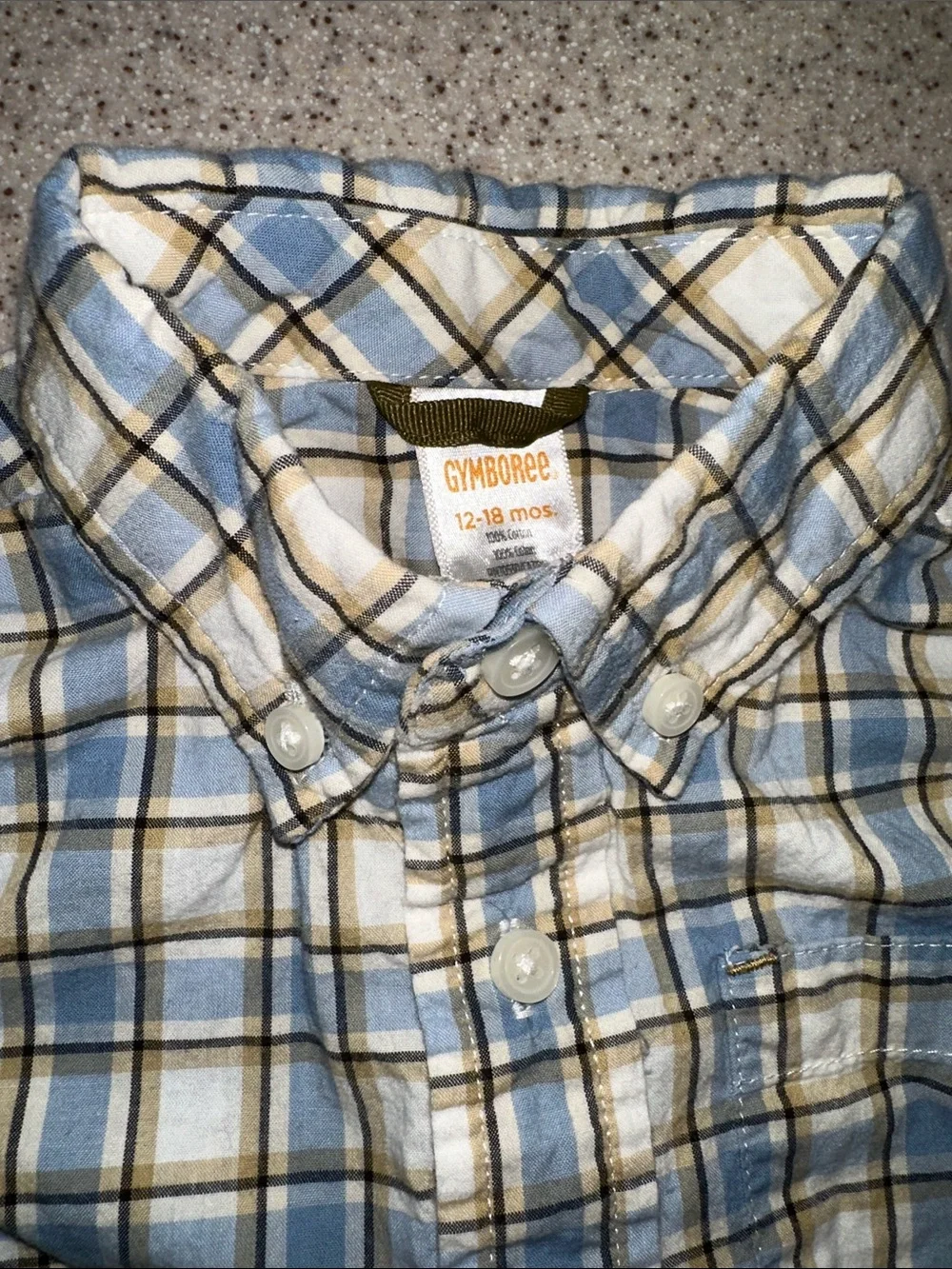 Gymboree Blue and Tan Plaid Button-Down Shirt 12-18 months